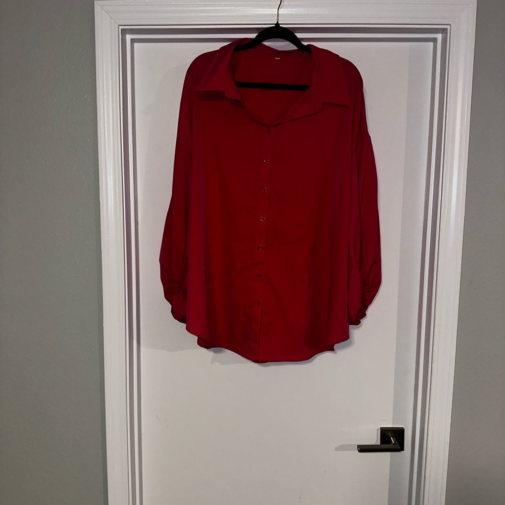 Pink Oversized Boxy Long Sleeve Blouse